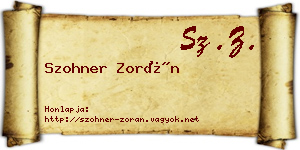 Szohner Zorán névjegykártya